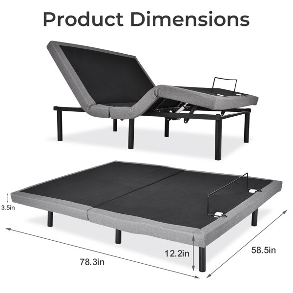 Alwyn Home Becerra Queen Massaging Zero Gravity Adjustable Bed with